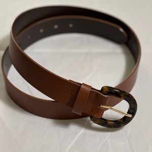 J. Crew Factory Leather Belt with Tortoise Buckle